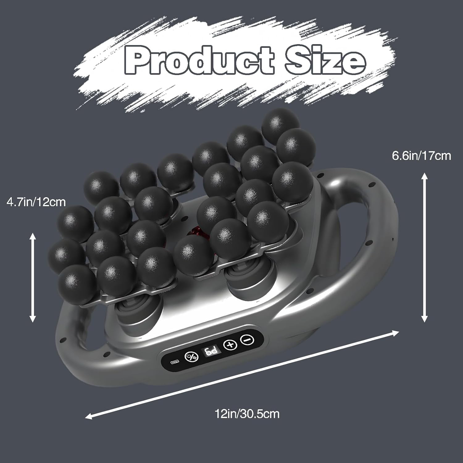 16-Drive 8-Head Massage Gun Set, 24 Head Deep Tissue Percussion Massager, 9 Levels & 9 Modes Hand-Held Quiet Muscle Massage for Back, Shoulders, Legs, Foot - Full Body Muscle Pain Relief,Gray