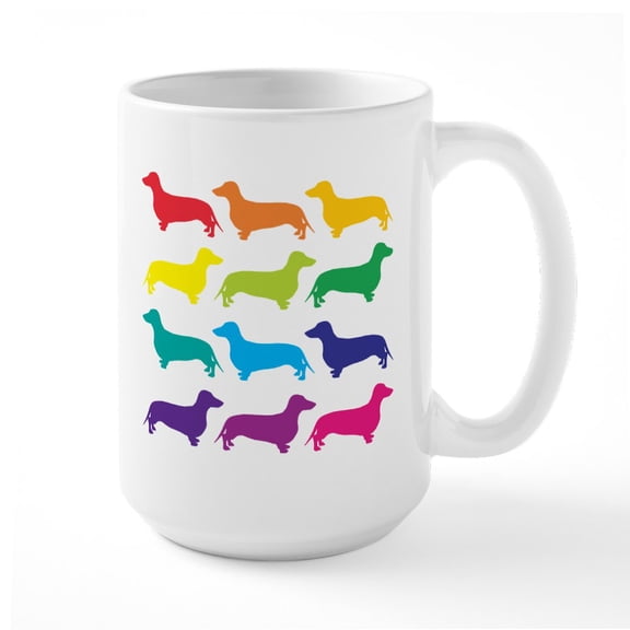 CafePress - Rainbow Dachshunds - 15 oz Ceramic Large White Novelty Mug