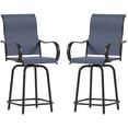 thumbnail image 4 of Poteban Patio Swivel Bar Stools Chair of 2, Outdoor Bar Heigt Set, All Weather High Back and Armrest Rocking Stools & Bar Chairs for Backyard, Lawn Garden, Balcony and Pool,Navy, 4 of 7