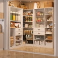 thumbnail image 2 of Homieasy 71'' - 110'' W Closet System with Wooden Drawers and Hanging Rods, White, 2 of 7