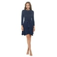 thumbnail image 4 of Navy X-Large Size Women's Long Sleeve Midi Cocktail Dress, Round Neck, Sexy, for Formal, Wedding Guest, Party, 4 of 6