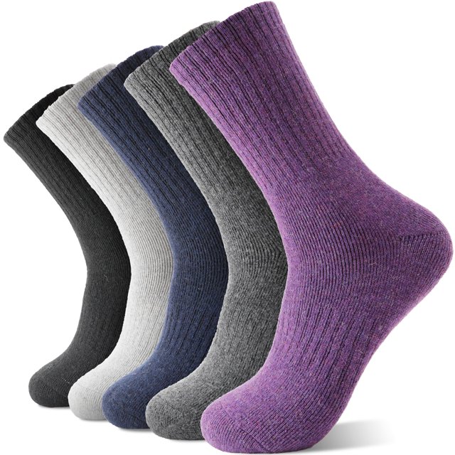 Calcetines de lana Sandsuced Merino para mujer, senderismo, paquete de 5 pares
