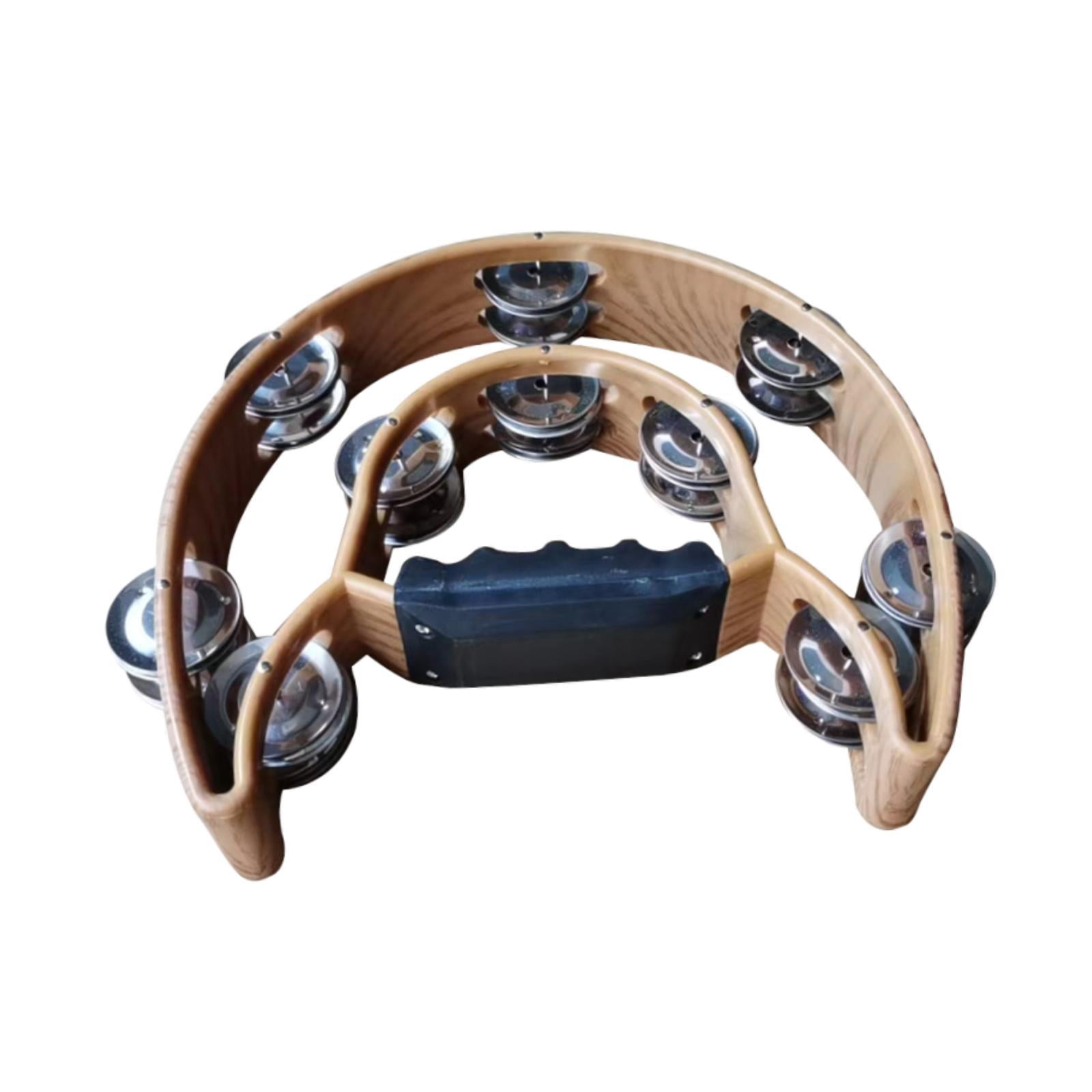 JWQFBC Double Row Tambourine Hand Bell Compact Half Moon Percussion Drum Favors Musical