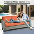 thumbnail image 6 of Ovios 5 Pieces Patio Furniture Set Outdoor Conversation All-Weather Rattan Sectional Sofa with Swivel Chairs & Solar Light Table, 6 of 12