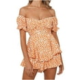 thumbnail image 1 of TIMIFIS Summer Dresses Women Boho Romper Off Shoulder Ruffle Chiffon Shorts Jumpsuit Playsuits Jumpsuits Rompers Overalls ummer, 1 of 6