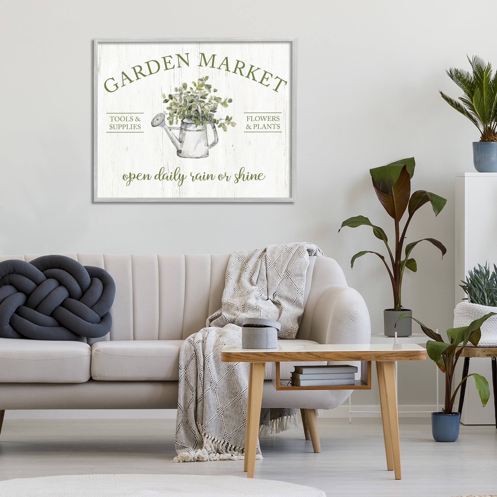 Stupell Industries Open Daily Garden Market Gray Framed Giclee Art, design by Sally Swatland