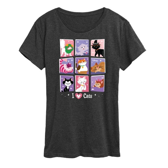 Disney Classics - Cats & Dogs - Grid Of Assorted Cats - Women's Short Sleeve Graphic T-Shirt
