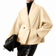 thumbnail image 3 of Women'S Trench Coat Long Sleeve Double Breasted Lapel Casual Jackets Winter Outerwear Apricot Color XL, 3 of 9