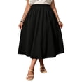 thumbnail image 2 of Qulqfy Womens Summer Maxi A-Line Long Skirts Layered Ruched Flowy Plus Size Black Skirt 2XL, 2 of 6