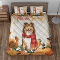 thumbnail image 2 of Happy Thanksgiving Shetland Sheepdog with Turkey Pumpkins Autumn Vibes Quilt Bedding Set Sheltie Dog Lover Gifts 1 Blanket Bed Cover 2 Pillowcases - 12018, 2 of 5