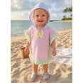 thumbnail image 3 of RUINIXCW Toddler Baby Girl Hooded Swim Cover Up Summer Pool Beach Poncho Striped Seersucker Swimming Coverups with Bow Infant Bathing Suit Kimono, 3 of 9