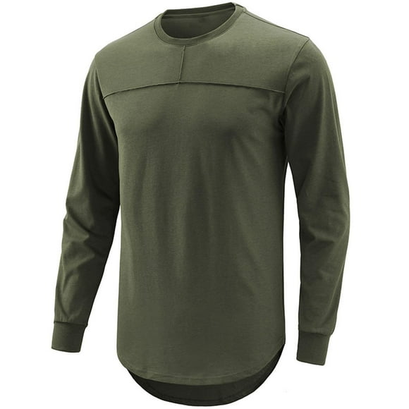 pstuiky Camisas casuales de manga larga para hombre, Camiseta de manga larga holgada informal de color liso para hombre, estilo hip hop, con cuello redondo camisetas de hombre xl