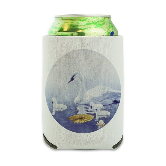 Swan Family on the Lake Can Cooler - Drink Sleeve Hugger Collapsible Insulator - Beverage Insulated Holder