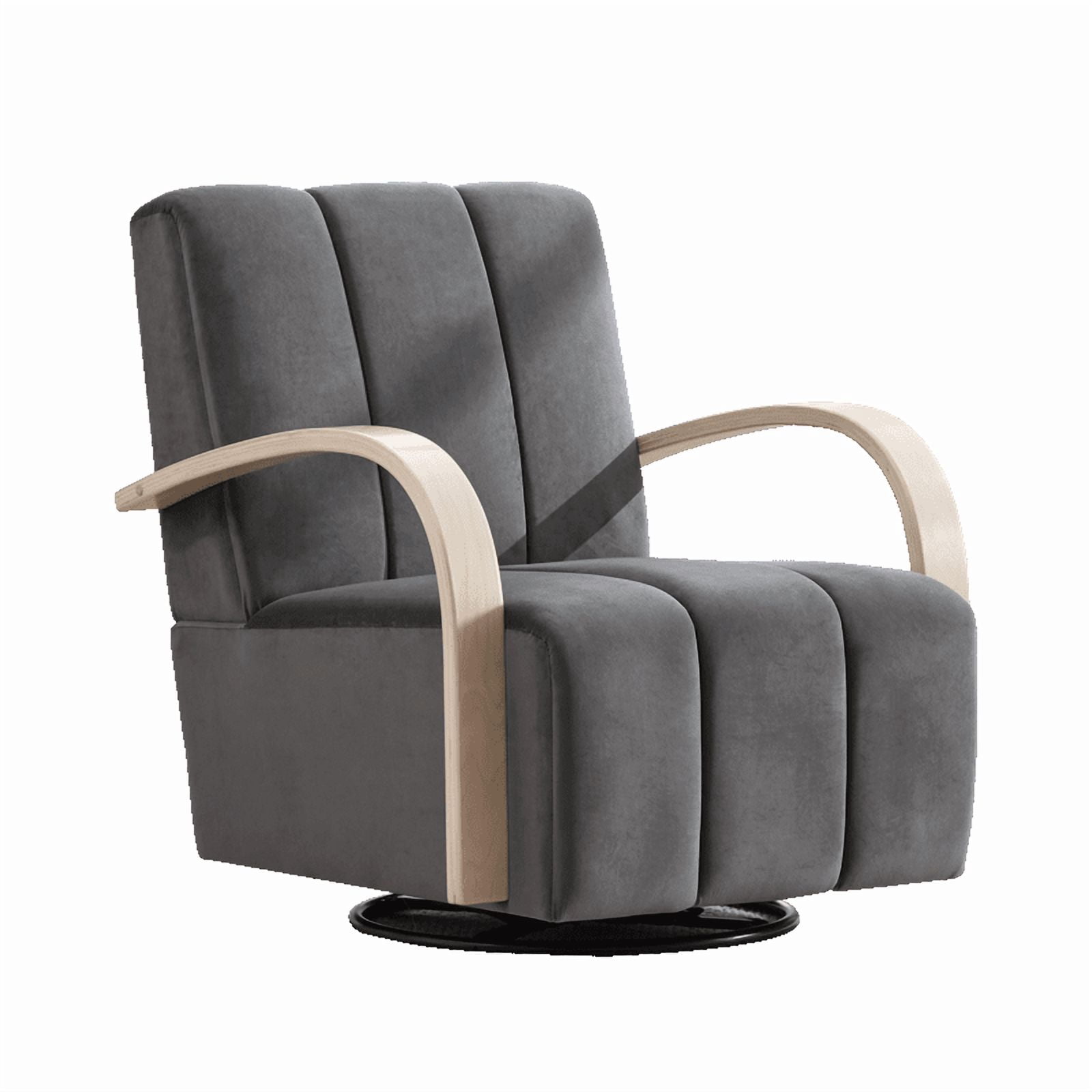 Gewnee Accent Chair, 360°Swivel Upholstered Reading Chair,Modern Armchair for Living Room, Bedroom & Home Office, Gray(Velvet)