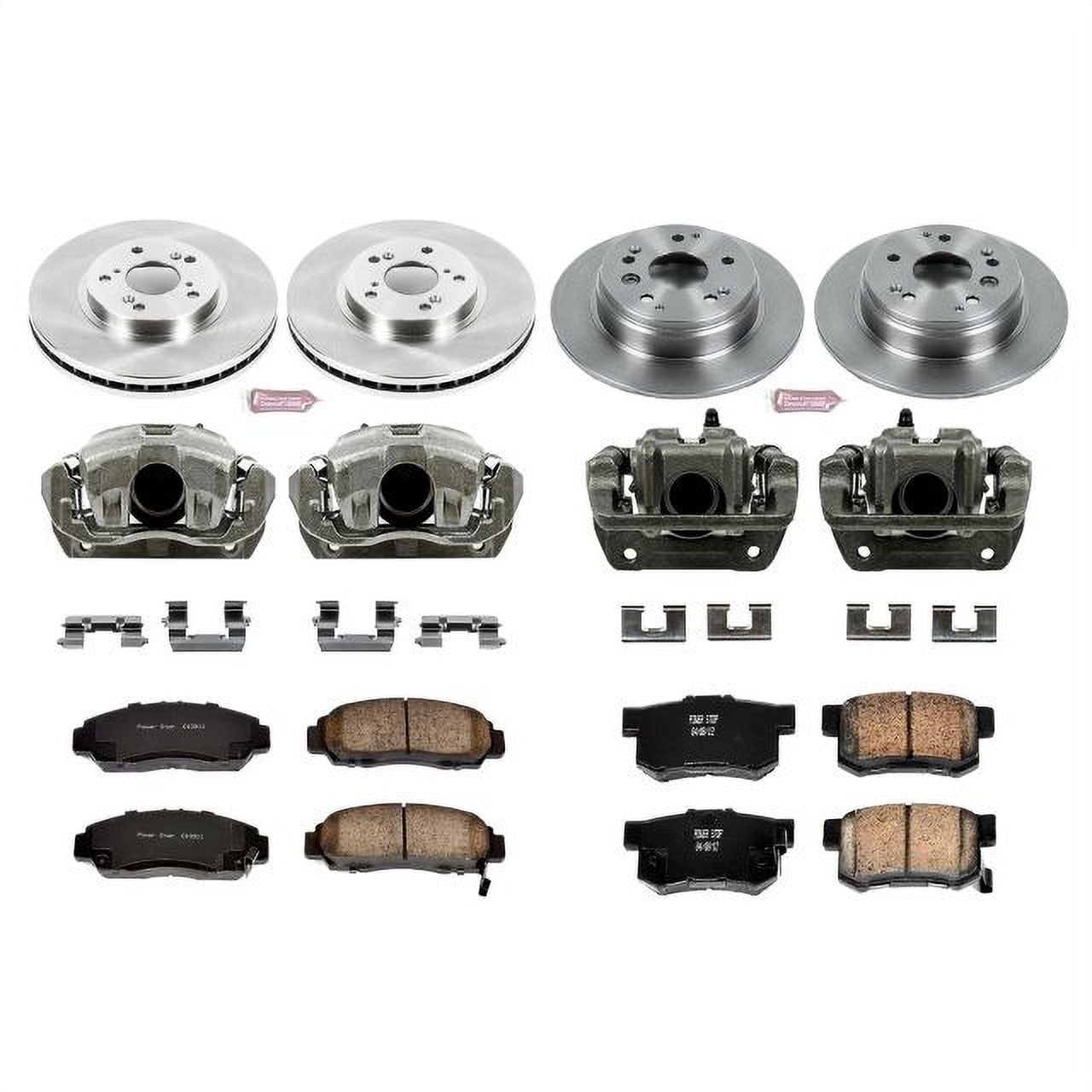 PowerStop Front and Rear Stock Replacement Brake Pad and Rotor Kit with Calipers Fits: ACURA Select Models KCOE2298