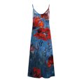 thumbnail image 5 of SMihono Robe Maxi Bohème d'Été pour Femmes Grande Taille Mode Femme Bretelles Taille Mi-Haute Col en V Sans Manches Rayée Imprimée Robe Longue de Plage, 5 of 5