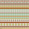 thumbnail image 2 of Ambesonne Tribal Fabric by the Yard Upholstery, Striped with Art, 1 Yard, Marigold Red and Tan, 2 of 5