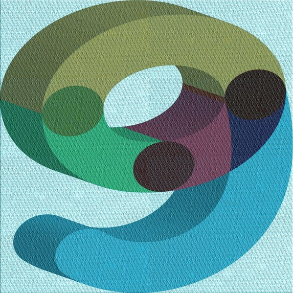 Ahgly Company Indoor Square Patterned Deep-Sea Green Area Rugs, 6' Square