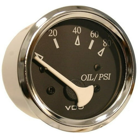 VDO Allentare Black 80PSI Oil Pressure Gauge - Use w/Marine 240-33 Ohm Sender - 12V - Chrome Bezel