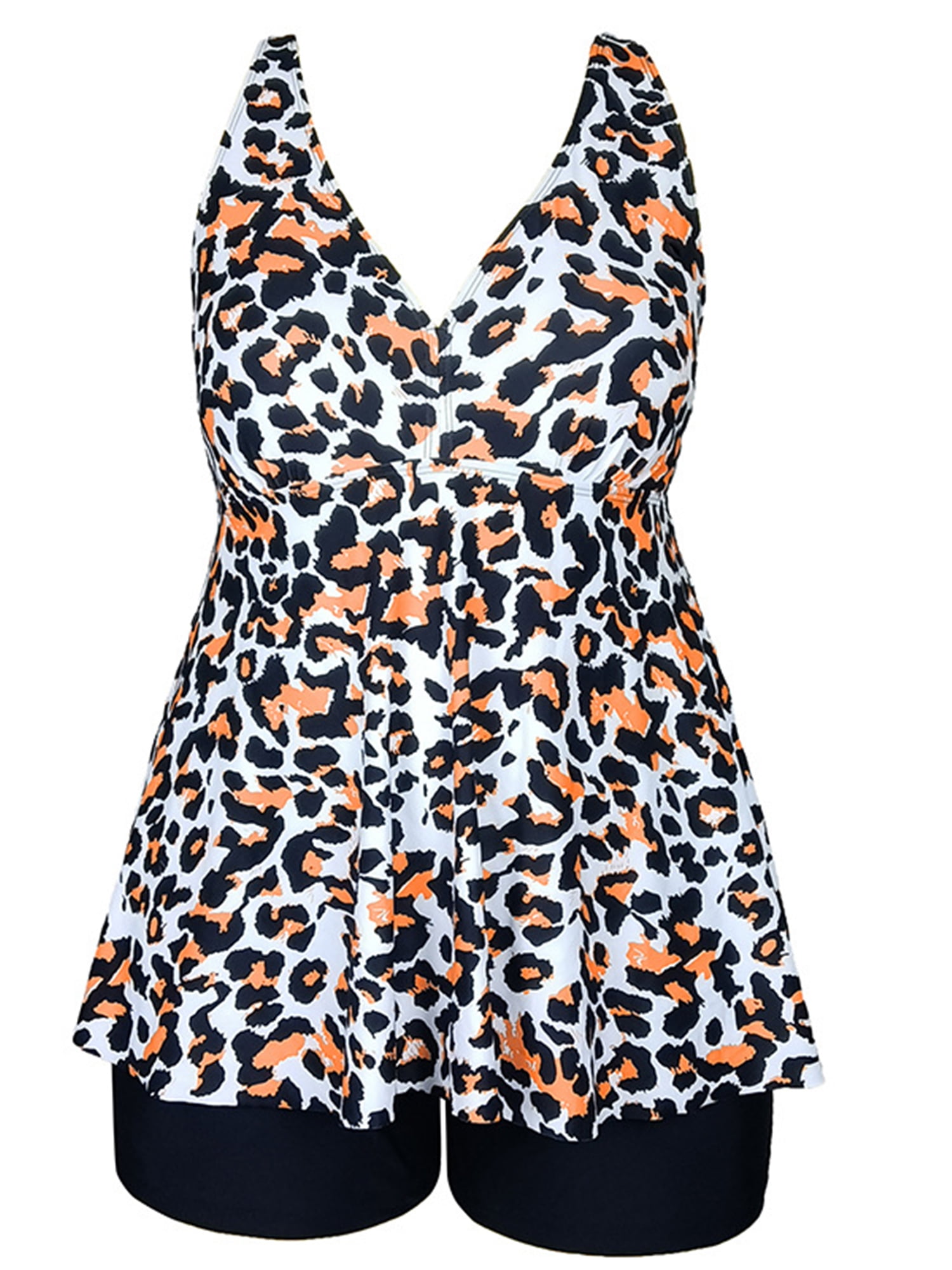 Glonme Ladies Tankini Sets Plus Size Swimwear Floral Printed Pleated