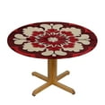 thumbnail image 3 of JEUXUS  Round Table Cover Washable Reusable for Retro Mandala Geometric Fashion Art Wipable Polyester Cloth Spring Summer Party Table Cover Abstract Red and White, 3 of 7