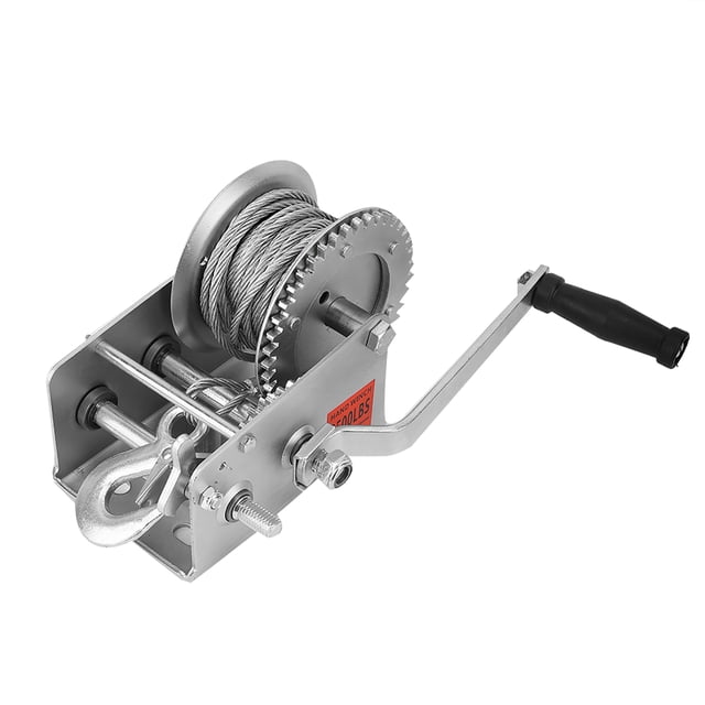 Heavy Duty Hand Winch Puller 2500lbs with Steel Wire Rope for Action, Weather Resistance, Portability and Durability