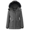 thumbnail image 2 of Women's Winter Fleece Warm Coat Windproof Long Down Jacket Hooded Thicken Outerwear with Pockets Gray XXL, 2 of 7