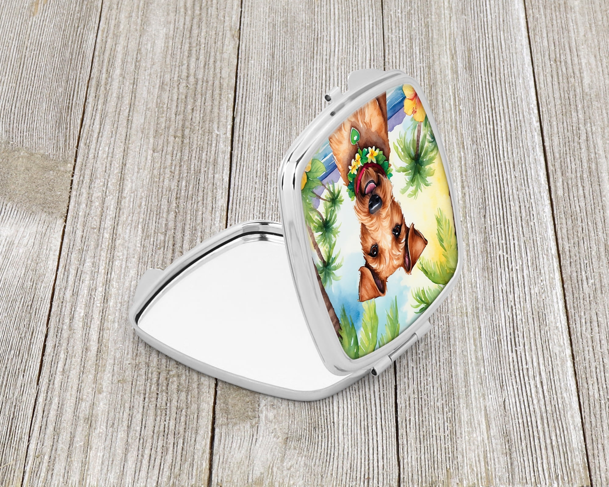 Irish Terrier Luau Compact Mirror 2.75 in x 3 in