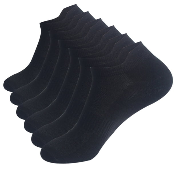 Prolriy - 3 pares de calcetines deportivos de verano para hombre, informales, de color sólido, transpirables y absorbentes del sudor, finos, color negro, talla M