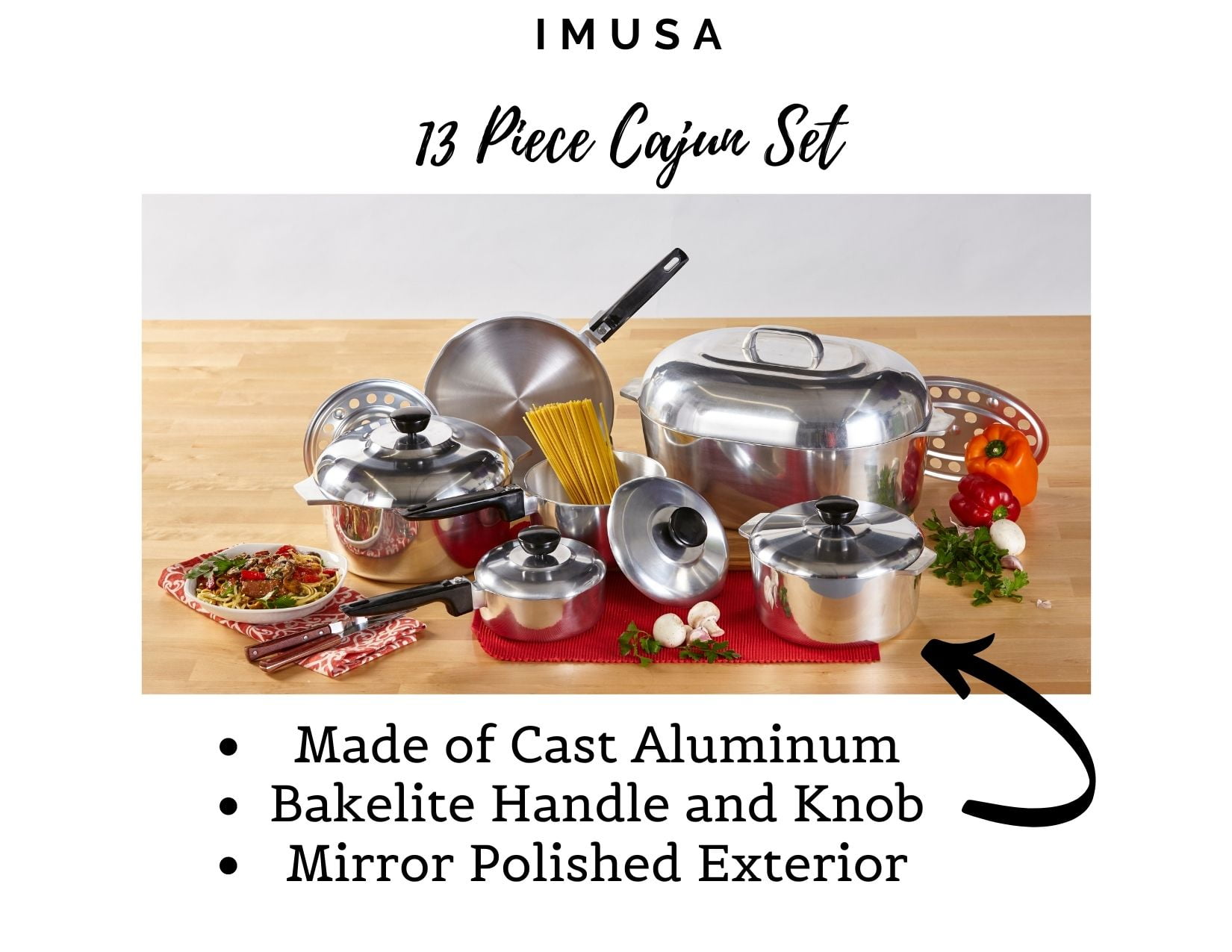 IMUSA IMUSA 13-Piece Cast Aluminum Cajun Cookware Set - IMUSA