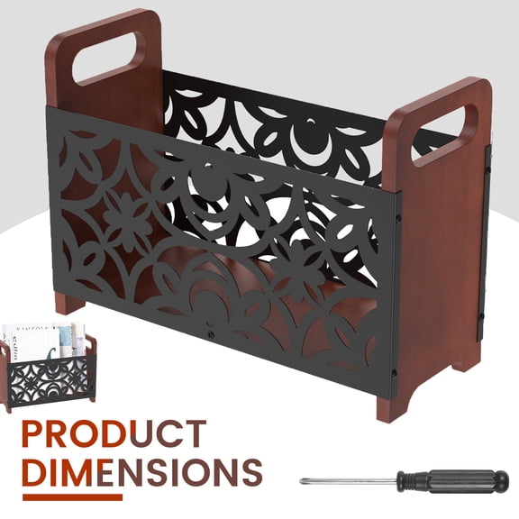 Magazine Rack Wood Magazine Rack Metal and Wood Magazine File Holder Desktop Organizer with Handle for Coffee Table Bookshelf Newspapers