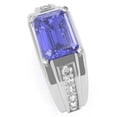 thumbnail image 3 of Men's Tanzanite Diamond Channel Ring In Solid 14k White Gold, 3 of 6