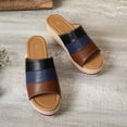 thumbnail image 6 of Dakaela Women's Wedge Sandals 2.76 Inch Platform Espadrille Heels Color Block Open Toe Strappy Slip on Casual Summer Slide Shoes Size 6, 6 of 8
