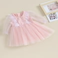 thumbnail image 4 of EIMELI Robe Tutu en Tulle pour Bébé Fille, Robe Courte à Manches Longues pour Tout-Petit avec Garniture en Plumes, Robe de Fête Princesse d'Automne à Col Rond, 4 of 9