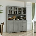thumbnail image 3 of KULAGAGA Large Kitchen Pantry Hutch Cabinet, Storage Cupboard with Drawers and Glass Door, Grey, 3 of 9