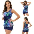 thumbnail image 6 of Tummy Control Two Piece Swimsuits for Women Halter Tankini Top Sexy V Neck Ruched Bathing Suits with Shorts, 6 of 8