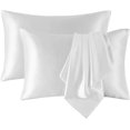 thumbnail image 1 of Pillow Cases King Size Set of 2 , Satin Pillowcase 20x40 inches, Pillow Covers with Envelope Closure, Breathable, Skin-Friendly(White), 1 of 4