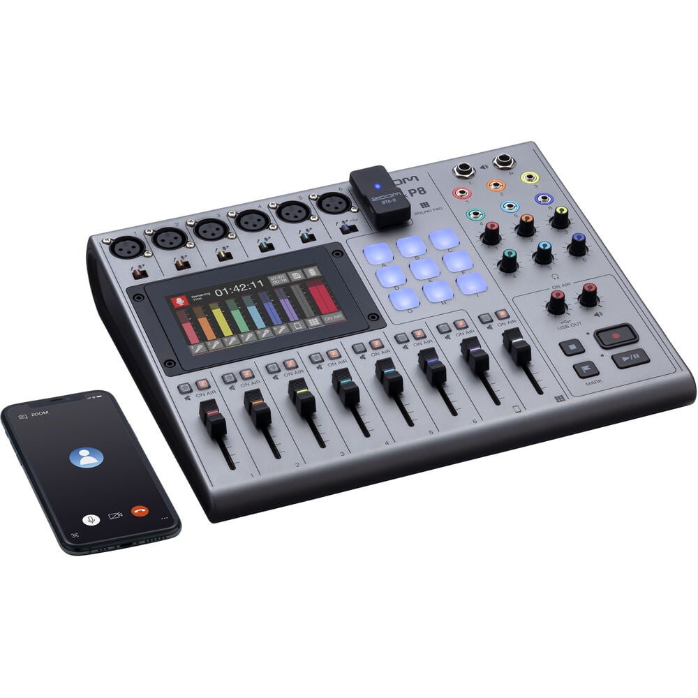 Zoom PodTrak P8 Portable Multitrack Podcast Recorder + Zoom ZDM-1 Podcast Mic Pack + More