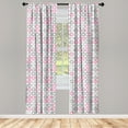 thumbnail image 3 of Ambesonne Geometric Curtains, Square Frames Image, Pair of 28"x84", Pink White Grey, 3 of 5