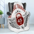 thumbnail image 4 of Fitness Soft Flannel Fleece Throw Blanket, Bodybuilding Themed Emblem in Vintage Style Hardcore Training Wings Stars, Cozy Plush for Indoor and Outdoor Use, 70" x 90", Red White Grey, by Ambesonne, 4 of 5