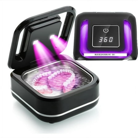 Ultrasonic Retainer Cleaner Machine for Denture, Portable Dental Cleaning Pod for Aligner, Mouth Guard, Braces, Sonic Denture Cleaner for All Dental Appliances, Portable Ultrasonic Jewelry Cleaner