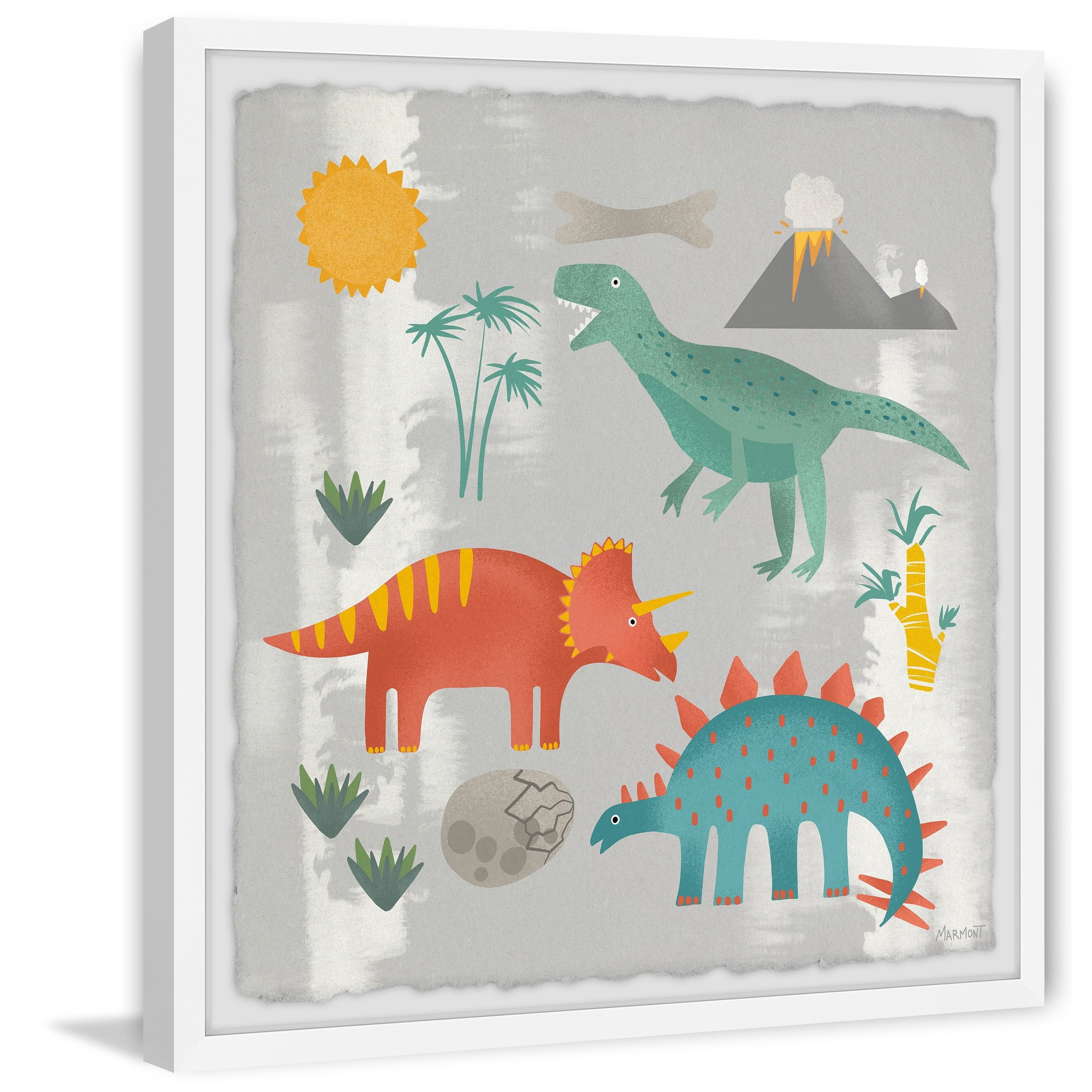 Marmont Hill Printed Dinosaurs Framed Art Print, 32" x 32"
