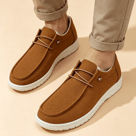 Domuza Unisex Casual Slip On Walking Shoes, Lightweight Textured Lace-Up Loafers Non-Slip Flat Sole Daily Casual Footwear 5.5(EU-36) 36
