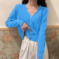thumbnail image 4 of Jtjvou Long Sleeve Cardigan for Women Casual Loose Fashion Fall Clothes Open Front Spring Outfits Cozy Sweater Lightweight Blue Free Size, 4 of 5