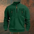 thumbnail image 5 of Men's Soild Color Quarter Zip Pullover, Mock Neck Fleece Sweatshirt with Zipper Chest Pocket, Casual Long Sleeve Lightweight Slim Fit Sweatshirt for Fall Winter Blackish Green L, 5 of 9