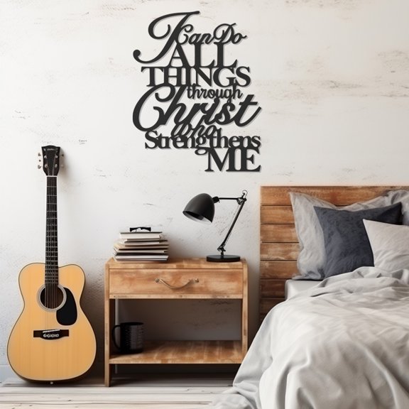 LaModaHome Exclusive Metal Wall Decor With The Inscription I Can Do Anything Thanks To Jesus Who Strengthens Me – Durable & Artistic Metal Wall Art for Home and Office Decor