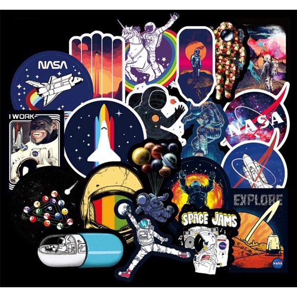 Honch Vinyl Stickers Pack NASA Space Astronaut 100 Pcs Decals for Laptop Ipad Car Suitcase Luggage Water Bottle Helmet