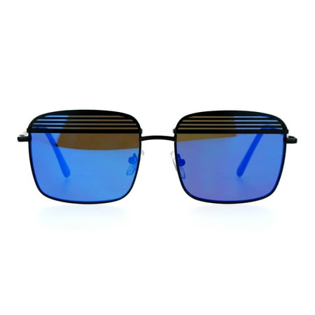 SA106 Shutter Half Eye Lid Flat Len Rectangular Mirrored Mirror Sunglasses Black Blue