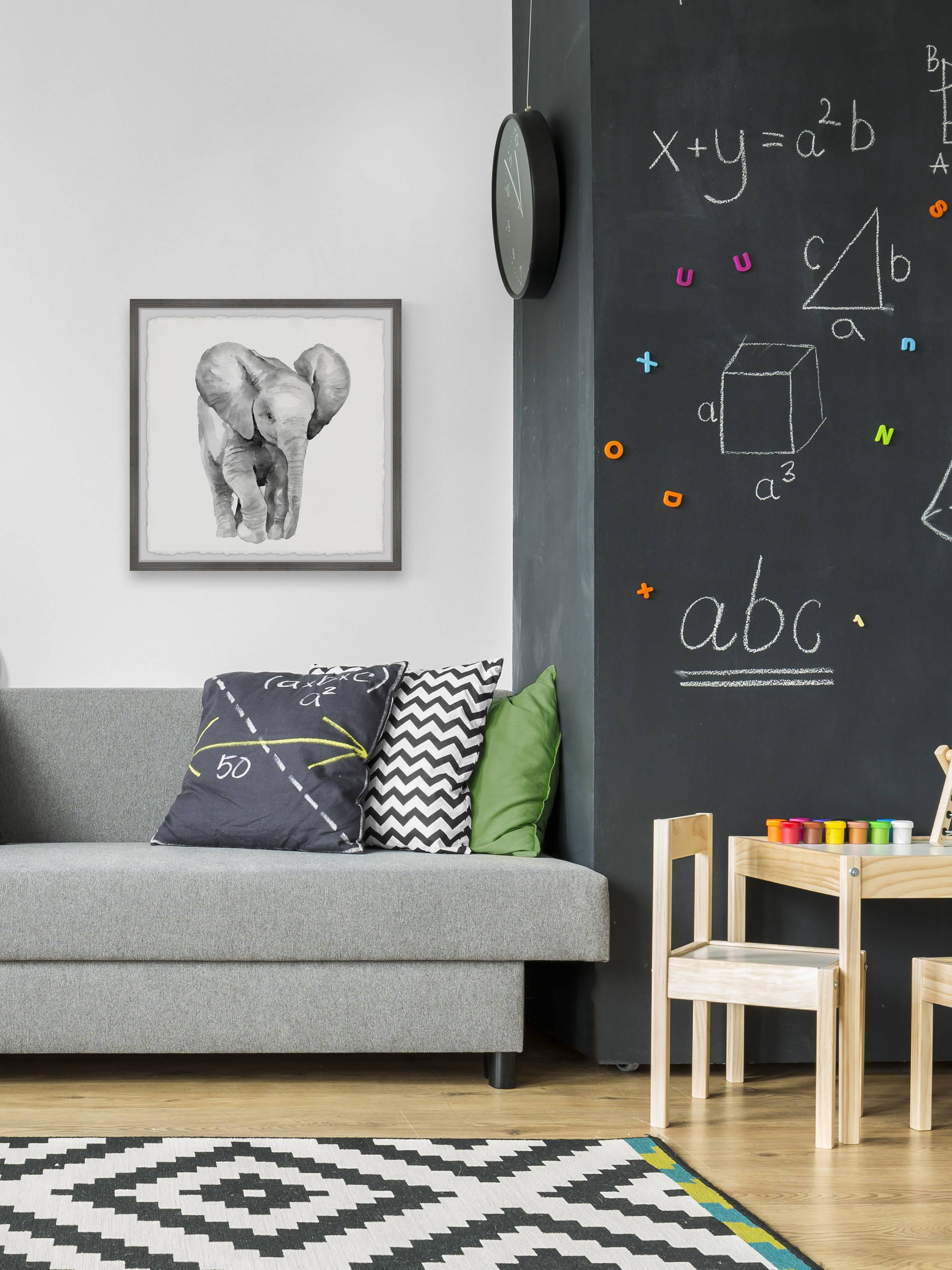 Marmont Hill Lonely Elephant Framed Wall Art, 24" x 24"
