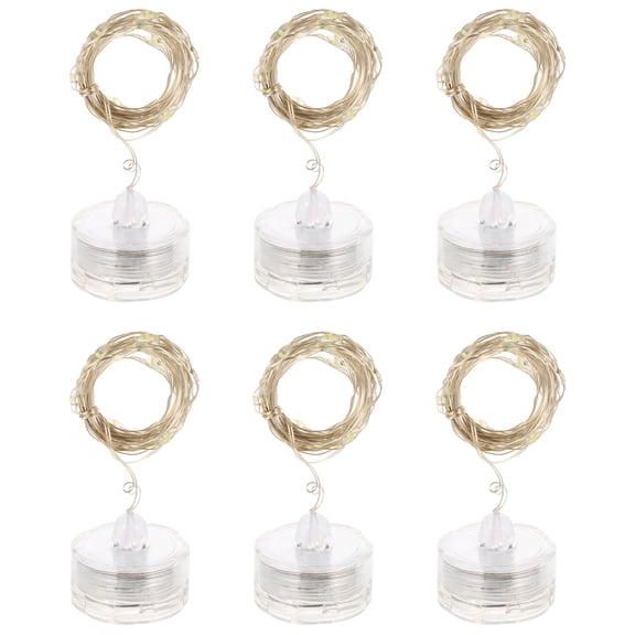 BRIGHTFUFU 6-Pack Submersible LED String Lights with Flexible Copper Wire, Battery Operated Button Cell Lamps